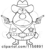 Poster, Art Print Of Black And White Tough Plump Sheriff Holding Pistols