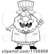Cartoon Clipart Of A Black And White Chubby Uncle Sam Man With An Idea Vector Outlined Coloring Page