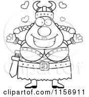 Poster, Art Print Of Black And White Loving Plump Female Viking With Open Arms