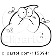 Cartoon Clipart Of A Black And White Stinky Pile Of Poop Character Vector Outlined Coloring Page by Cory Thoman