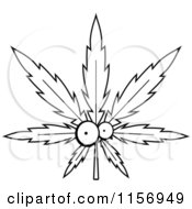 Poster, Art Print Of Black And White Cannabis Pot Leaf Character