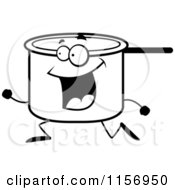 Poster, Art Print Of Black And White Happy Pot Character Running