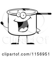 Poster, Art Print Of Black And White Friendly Pot Character Waving