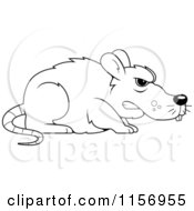 Cartoon Clipart Of A Black And White Mean Rat Vector Outlined Coloring Page
