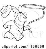 Poster, Art Print Of Black And White Rodeo Rabbit Running With A Lasso