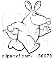 Cartoon Clipart Of A Black And White Aardvark Running Vector Outlined Coloring Page