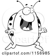 Cartoon Clipart Of A Black And White Ladybug Running Vector Outlined Coloring Page