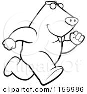 Cartoon Clipart Of A Black And White Mole Laughing and Pointing
