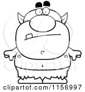 Cartoon Clipart Of A Black And White Goblin Vector Outlined Coloring Page