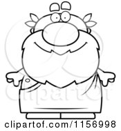 Cartoon Clipart Of A Black And White Chubby Greek Man Vector Outlined Coloring Page