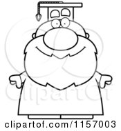 Cartoon Clipart Of A Black And White Senior Professor Vector Outlined Coloring Page