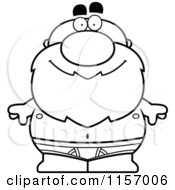 Cartoon Clipart Of A Black And White Chubby Man In Tighty Whities Underwear Vector Outlined Coloring Page