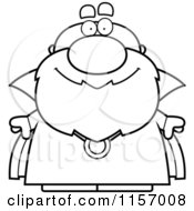 Cartoon Clipart Of A Black And White Senior Wizard Vector Outlined Coloring Page