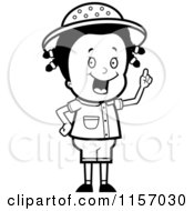 Poster, Art Print Of Black And White Smart Safari Girl Holding Up Her Finger And Expressing An Idea