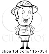 Poster, Art Print Of Black And White Energetic Safari Boy Standing With His Hands On His Hips