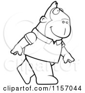 Poster, Art Print Of Black And White Ape Wearing A Shirt And Walking Upright