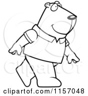 Cartoon Clipart Of A Black And White Groundhog Wearing A Shirt And Walking Upright Vector Outlined Coloring Page
