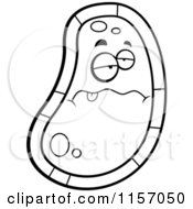 Cartoon Clipart Of A Black And White Sick Germ Face Vector Outlined Coloring Page