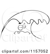 Cartoon Clipart Of A Black And White Sea Sick Wave Vector Outlined Coloring Page by Cory Thoman
