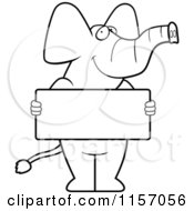 Poster, Art Print Of Black And White Elephant Holding A Sign