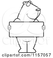Poster, Art Print Of Black And White Groundhog Standing Upright And Holding A Blank Sign Board