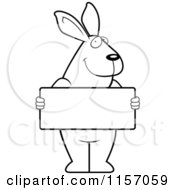 Poster, Art Print Of Black And White Rabbit Standing Upright And Holding A Blank Sign Board