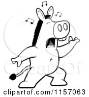 Poster, Art Print Of Black And White Donkey Singing And Lunging Forward