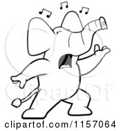 Poster, Art Print Of Black And White Singing Elephant With Music Notes