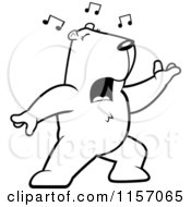 Cartoon Clipart Of A Black And White Groundhog Singing And Lunging Forward Vector Outlined Coloring Page