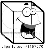 Cartoon Clipart Of A Black And White Happy Ice Cube Character Vector Outlined Coloring Page