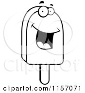 Cartoon Clipart Of A Black And White Happy Smiling Popsicle Vector Outlined Coloring Page by Cory Thoman