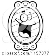 Cartoon Clipart Of A Black And White Happy Smiling Mirror Character Vector Outlined Coloring Page