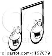 Poster, Art Print Of Black And White Happy Smiling Double Music Note Character