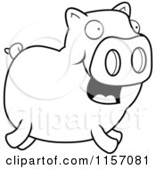 Poster, Art Print Of Black And White Happy Piggy Running