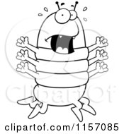 Cartoon Clipart Of A Black And White Centipede Screaming And Panicking Vector Outlined Coloring Page by Cory Thoman