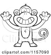 Poster, Art Print Of Black And White Monkey Holding His Hands Up