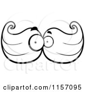 Cartoon Clipart Of A Black And White Mustache Face Character Vector Outlined Coloring Page