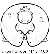 Cartoon Clipart Of A Black And White Huge Ogre Vector Outlined Coloring Page