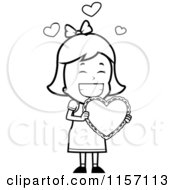 Poster, Art Print Of Black And White Valentine Girl Carrying A Heart