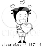 Poster, Art Print Of Black And White Girl Holding A Valentine Heart