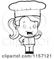Poster, Art Print Of Black And White Cute Chef Girl With An Idea