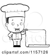 Poster, Art Print Of Black And White Chef Boy Holding A Menu Scroll