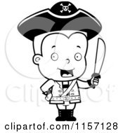 Poster, Art Print Of Black And White Pirate Boy Holding Up A Sword