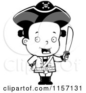 Poster, Art Print Of Black And White Toddler Pirate Girl Holding A Sword