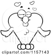 Cartoon Clipart Of A Black And White Heart Love Bird Vector Outlined Coloring Page by Cory Thoman