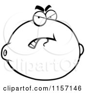 Cartoon Clipart Of A Black And White Grouchy Lemon Vector Outlined Coloring Page