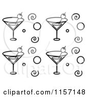 Poster, Art Print Of Black And White Background Pattern Of Martini Glasses Circles And Spirals