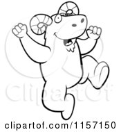 Poster, Art Print Of Black And White Happy Jumping Ram