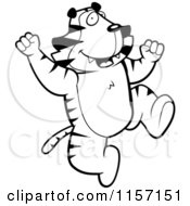 Poster, Art Print Of Black And White Happy Jumping Tiger