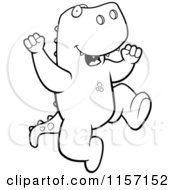 Poster, Art Print Of Black And White Happy T Rex Jumping